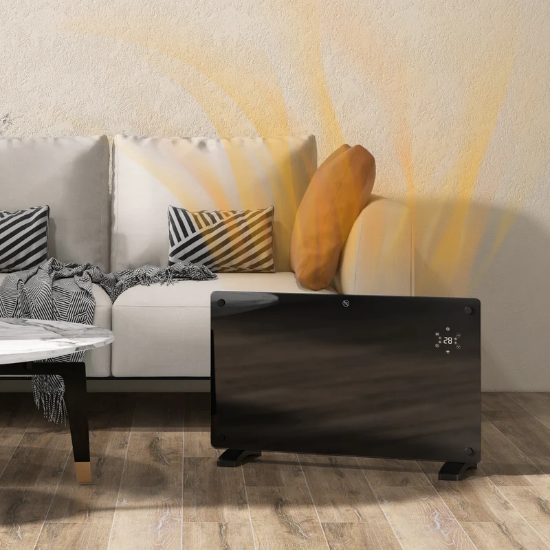 1500W Glass Panel Smart Heater with WiFi App, LED Display, Timer & Remote