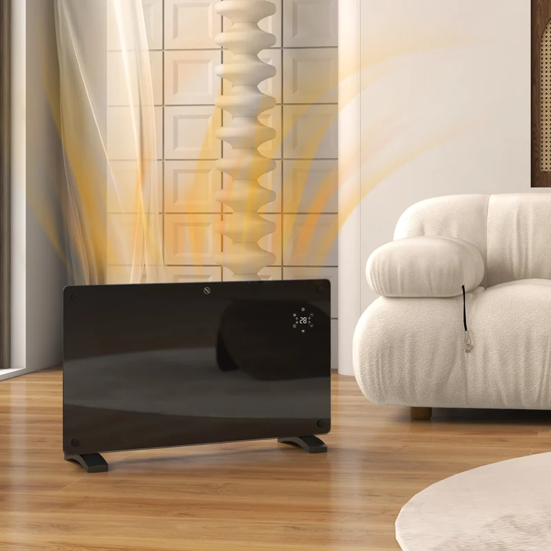 1500W Glass Panel Smart Heater with WiFi App, LED Display, Timer & Remote