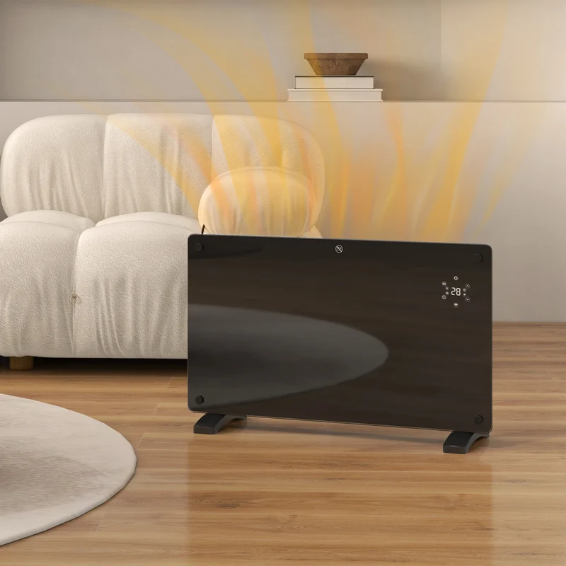 1500W Glass Panel Smart Heater with WiFi App, LED Display, Timer & Remote