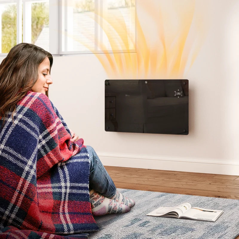 1500W Glass Panel Smart Heater with WiFi App, LED Display, Timer & Remote