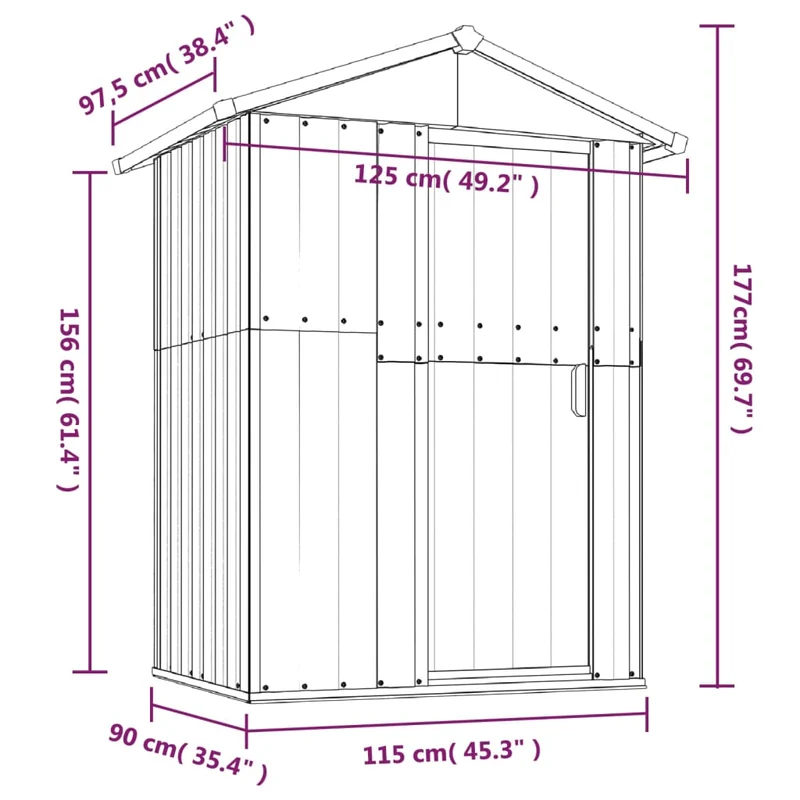 Gartenhaus Verzinkt 126x97,5x177cm Gerätehaus Geräteschuppen Schuppen