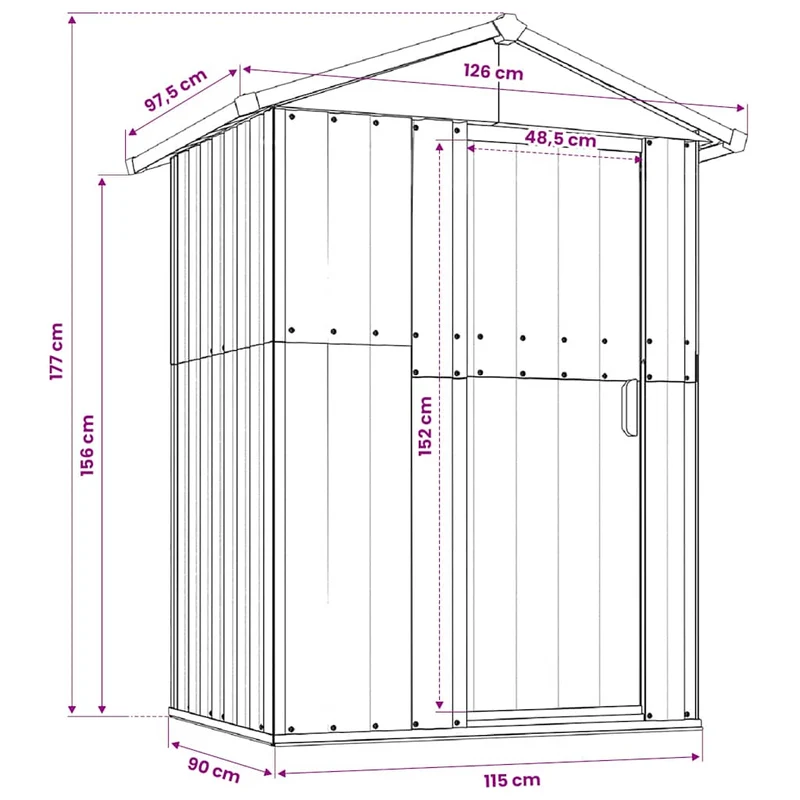 Geräteschuppen 126x97,5x177cm Verzinkt Gartenhaus Schuppen Metall Gartenmöbel
