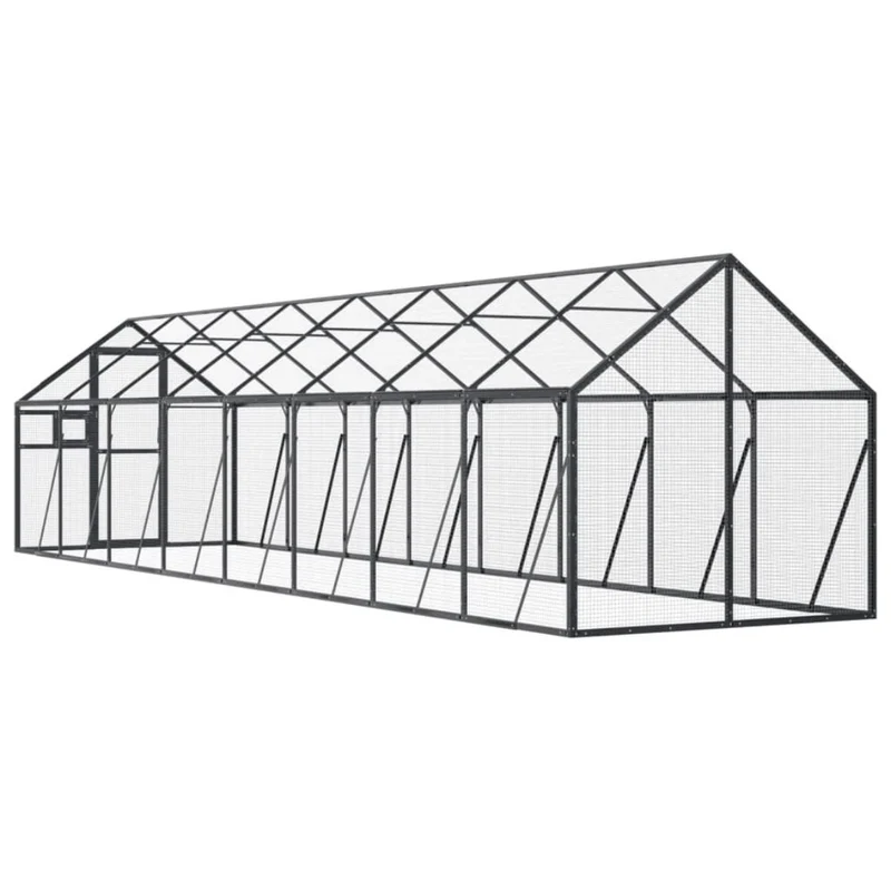 Alu Voliere Vogelkäfig Vogelvoliere Freilaufgehege Vogelhaus 179×800×185cm