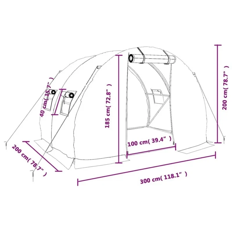 Gewächshaus Foliengewächshaus Treibhaus Stahlrahmen 3x2x2m