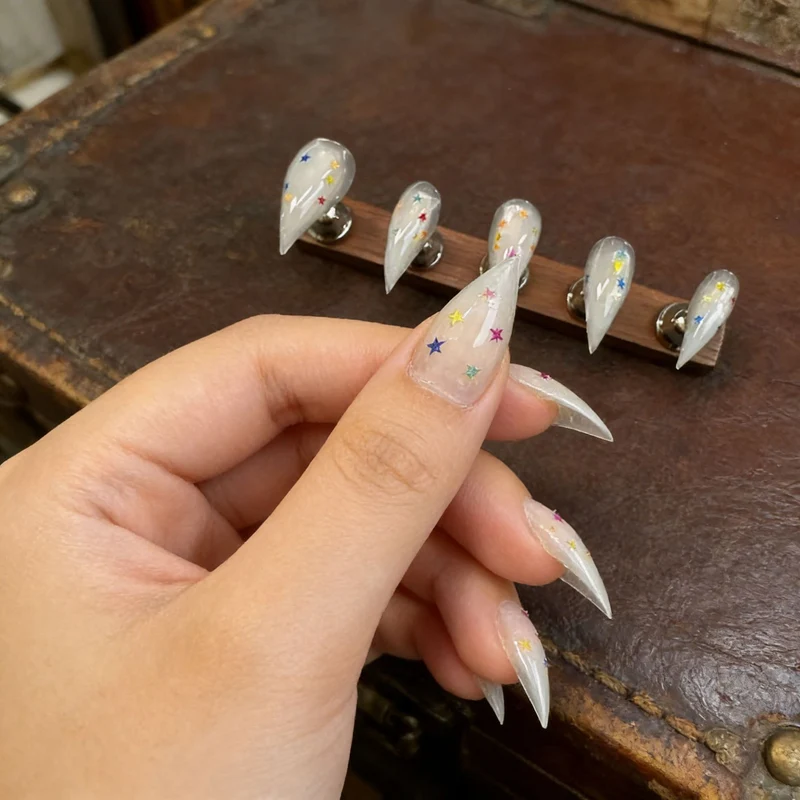Sternen Design Stiletto Druck-Nägel