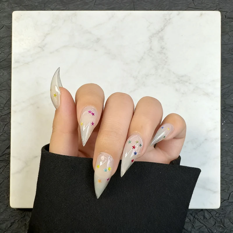 Sternen Design Stiletto Druck-Nägel