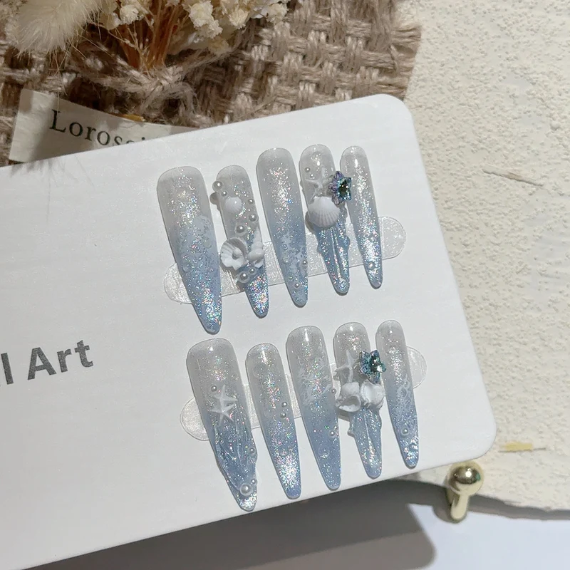 Küsten-Themen Dekorative Press-On Nail Art Set