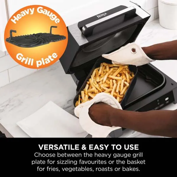 Ninja 6-In-1 Max 1760W Grill & Heißluftfritteuse - Grau & Silber | DG551UK