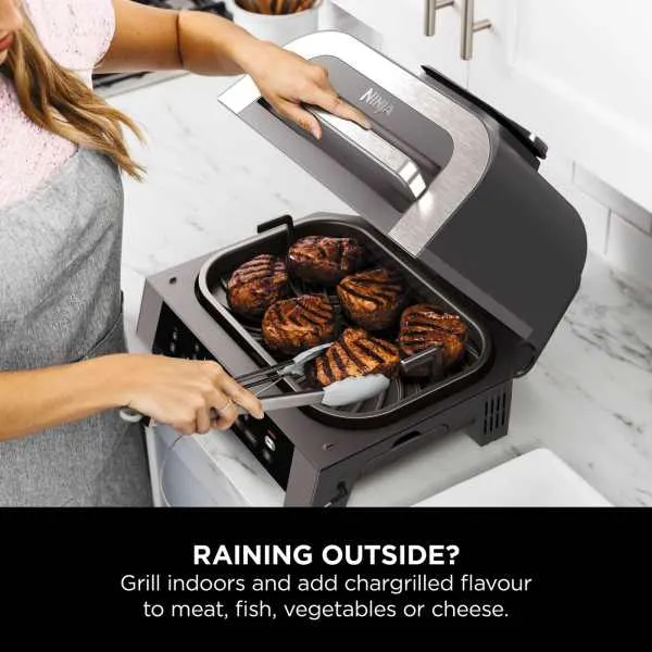 Ninja 6-In-1 Max 1760W Grill & Heißluftfritteuse - Grau & Silber | DG551UK