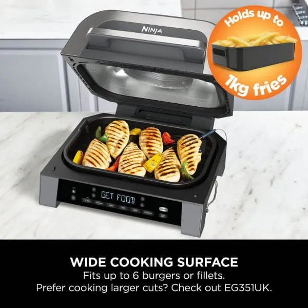 Ninja 6-In-1 Max 1760W Grill & Heißluftfritteuse - Grau & Silber | DG551UK