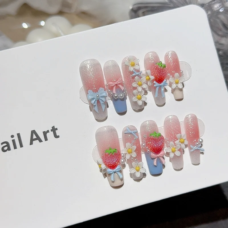 Charmantes 3D Blumen Druck-Nagelkunst-Set
