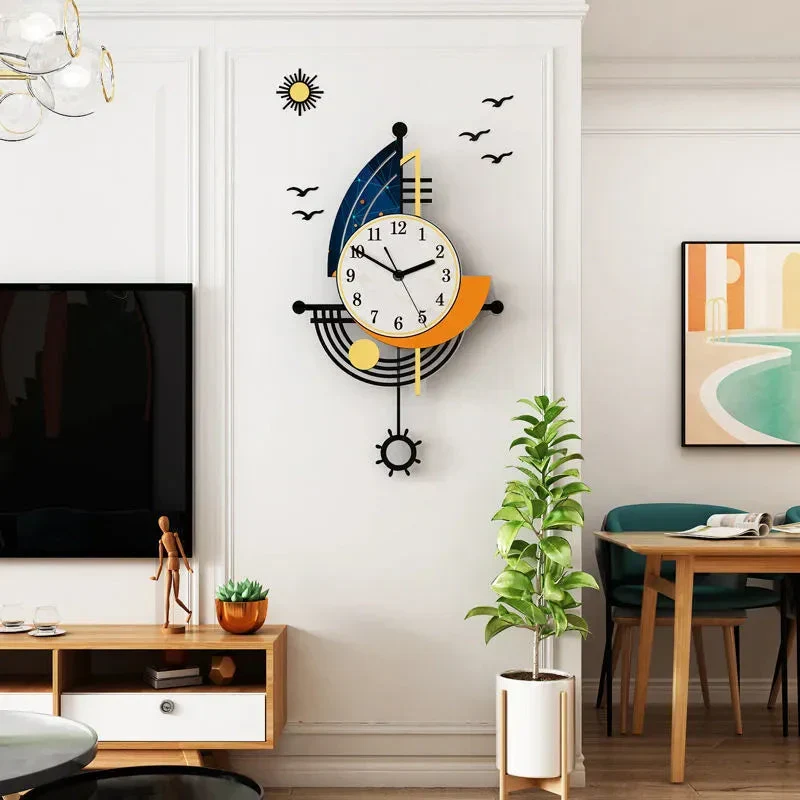 Skanto | Dekorative Wanduhr Navigation Segelboot Kreatives Design Uhr Innenuhr Wohnzimmer Hintergrund Wanddekor