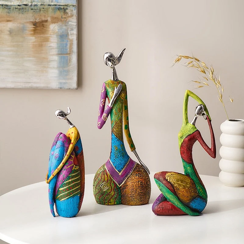 Skanto Skanto | Abstrakte Kunst Frauen Skulptur Figuren für Interieur Harz Statuette Farbe Moderne Heimdekoration Dekorative Figuren Geschenke