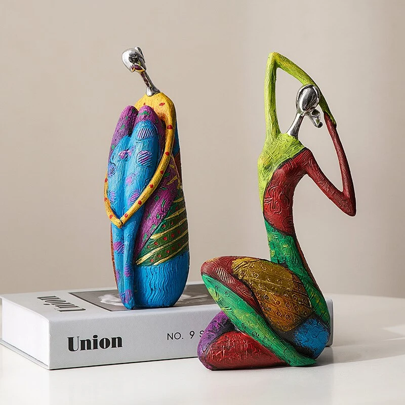 Skanto Skanto | Abstrakte Kunst Frauen Skulptur Figuren für Interieur Harz Statuette Farbe Moderne Heimdekoration Dekorative Figuren Geschenke