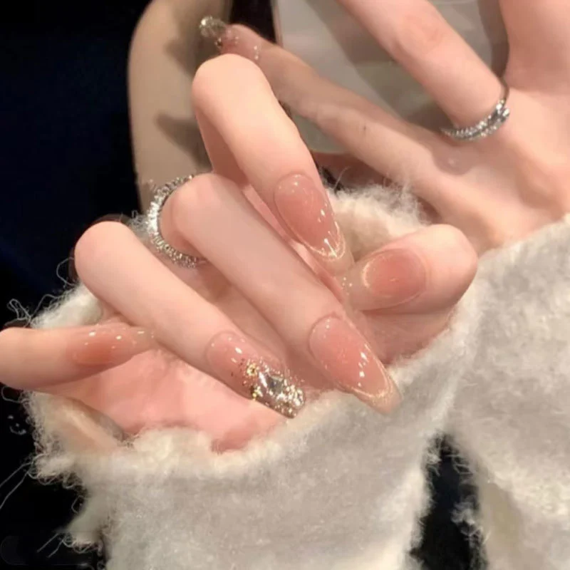 Premium Press-On Nail Set mit Strass-Akzenten