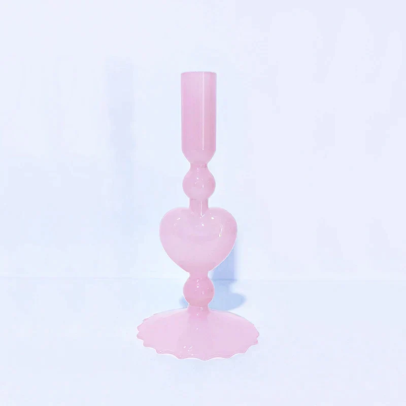 Skanto | Skanto Retro Konischer Roter Herzförmiger Glas Kerzenständer Hochzeitstisch Dekoration Home Party Glasvase Dekor
