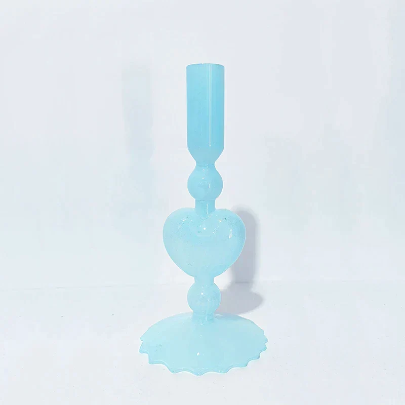 Skanto | Skanto Retro Konischer Roter Herzförmiger Glas Kerzenständer Hochzeitstisch Dekoration Home Party Glasvase Dekor