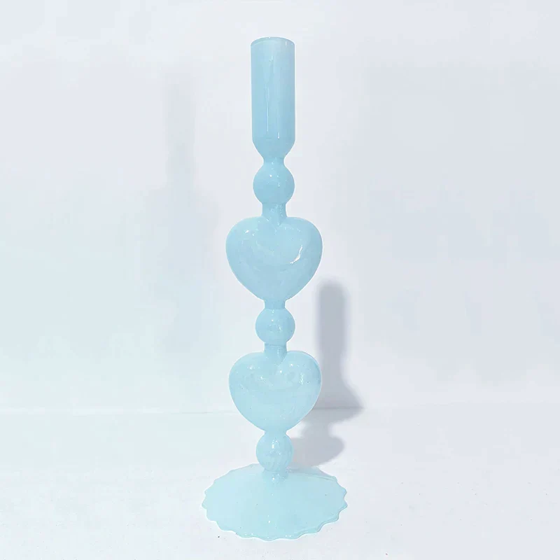 Skanto | Skanto Retro Konischer Roter Herzförmiger Glas Kerzenständer Hochzeitstisch Dekoration Home Party Glasvase Dekor