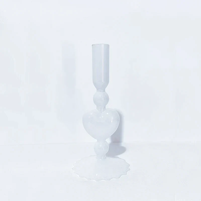 Skanto | Skanto Retro Konischer Roter Herzförmiger Glas Kerzenständer Hochzeitstisch Dekoration Home Party Glasvase Dekor