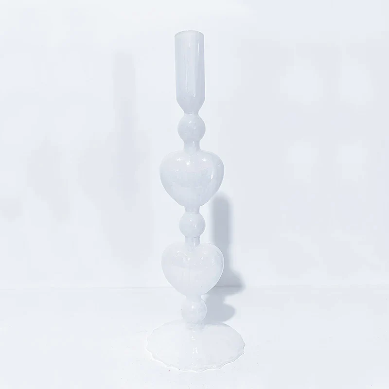 Skanto | Skanto Retro Konischer Roter Herzförmiger Glas Kerzenständer Hochzeitstisch Dekoration Home Party Glasvase Dekor