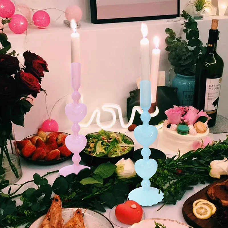Skanto | Skanto Retro Konischer Roter Herzförmiger Glas Kerzenständer Hochzeitstisch Dekoration Home Party Glasvase Dekor