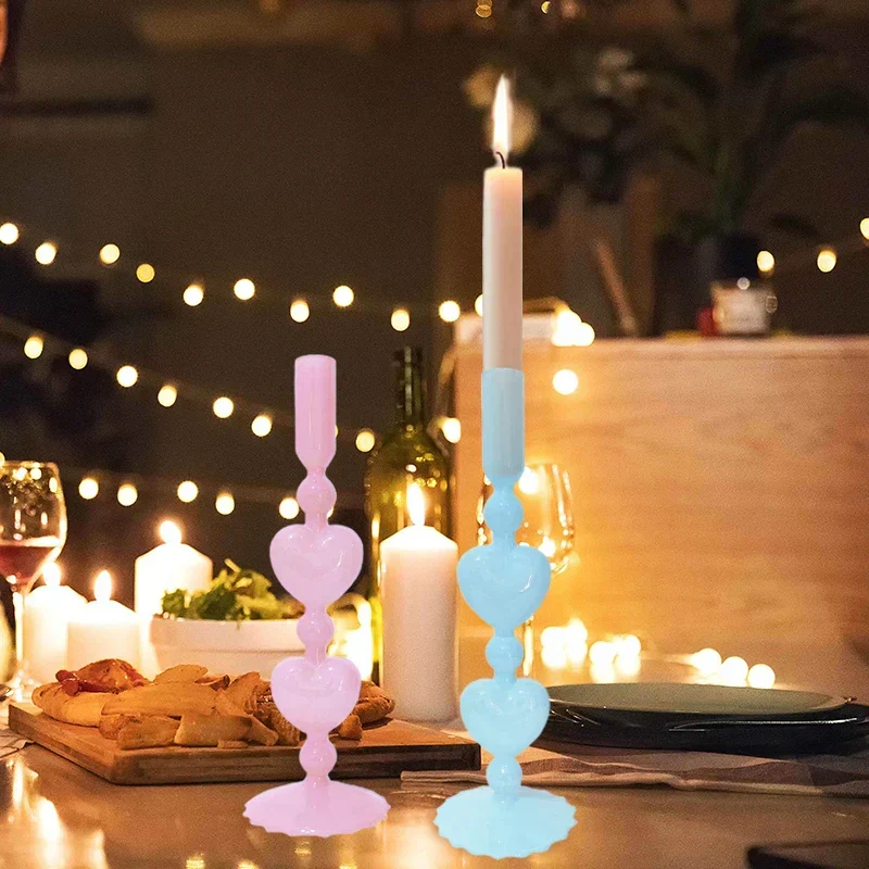 Skanto | Skanto Retro Konischer Roter Herzförmiger Glas Kerzenständer Hochzeitstisch Dekoration Home Party Glasvase Dekor