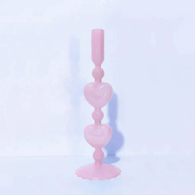Skanto | Skanto Retro Konischer Roter Herzförmiger Glas Kerzenständer Hochzeitstisch Dekoration Home Party Glasvase Dekor