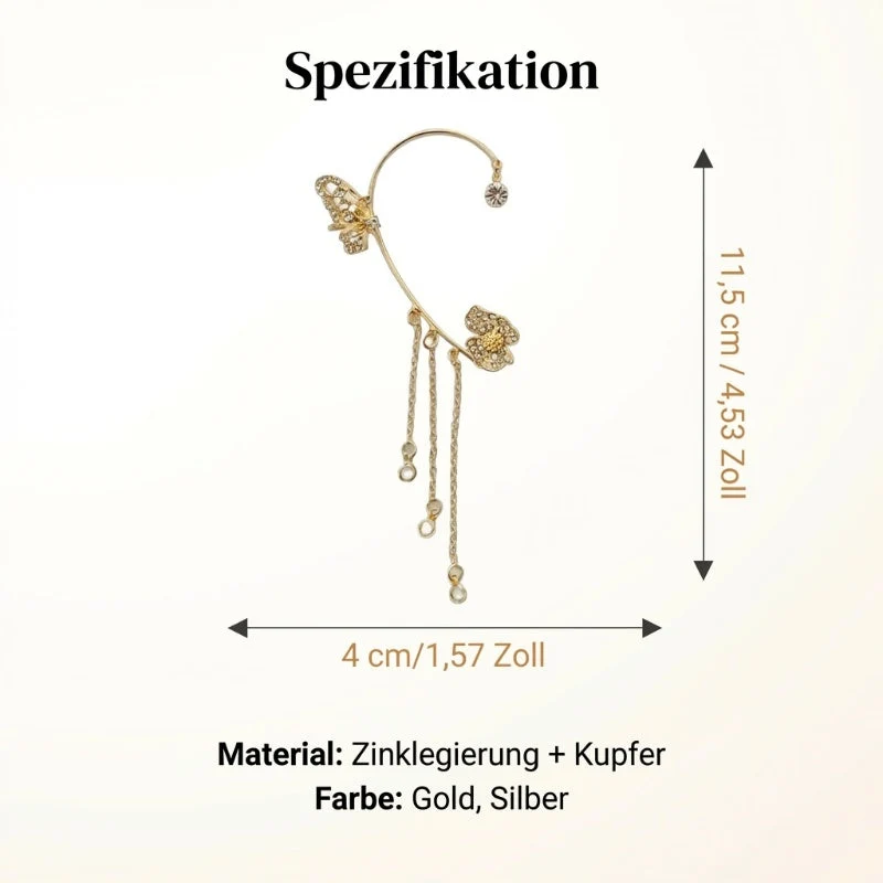 💕Schlichte Ohrclips mit Schmetterlings- und Blumenmotiv & Quasten – Elegant & bequem, ohne Ohrloch 🌸🦋
