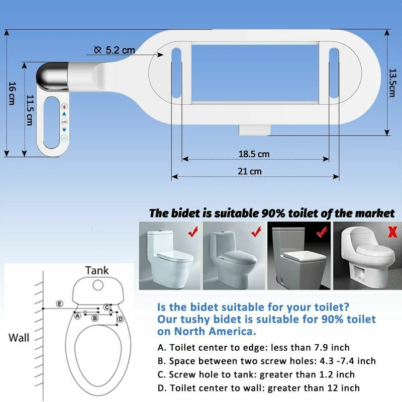 Nichtelektrischer, hygienischer, selbstreinigender Bidet-Aufsatz für Toiletten mit Doppeldüse