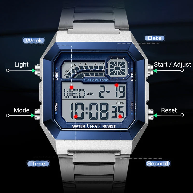 ⌚ 50% RABATT! ⏱️ Unisex-Digitaluhr mit Quadratischem Display – Leuchtanzeige, 50M Wasserdicht & Leichter Haltbarer Armband 🌙