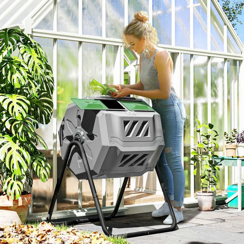 Trommel-Komposter 160L Gartenkomposter 2 Kammer Gartenpflege