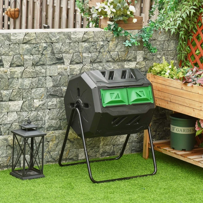 Trommel-Komposter 160L Gartenkomposter 2 Kammer Gartenpflege