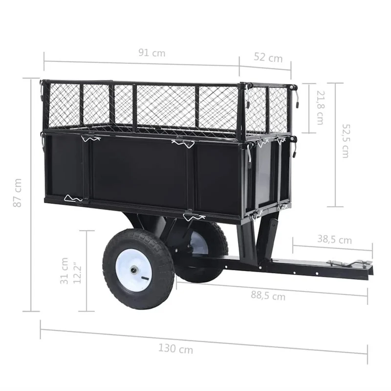 Kippanhänger Gartenwagen Rasenmäher Anhänger 150kg