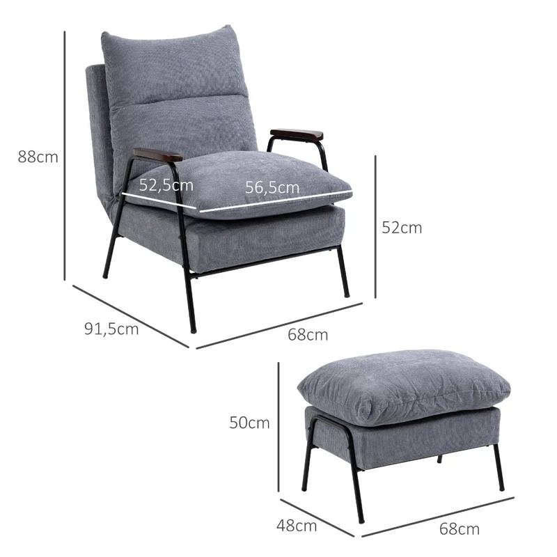 Relaxsessel Hocker Sessel Verstellbar Rückenlehne Wohnzimmer