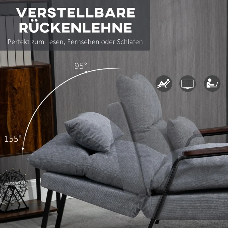 Relaxsessel Hocker Sessel Verstellbar Rückenlehne Wohnzimmer