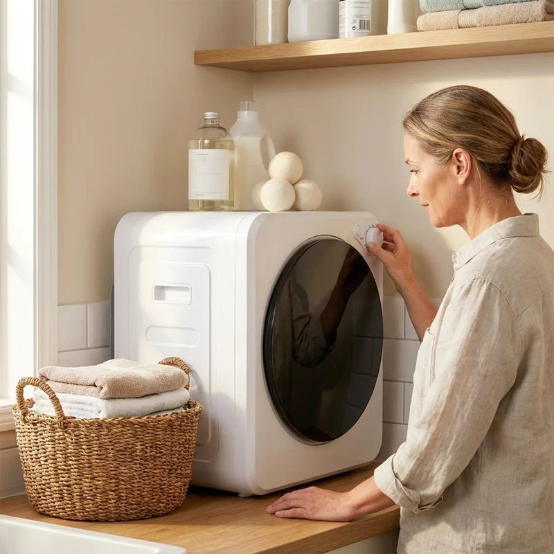 Portable Front Load Clothes Dryer with 4kg Wet / 2.5kg Dry Capacity, 400W or 800W Dual Power Modes, Compact for Apartments & RVs, White