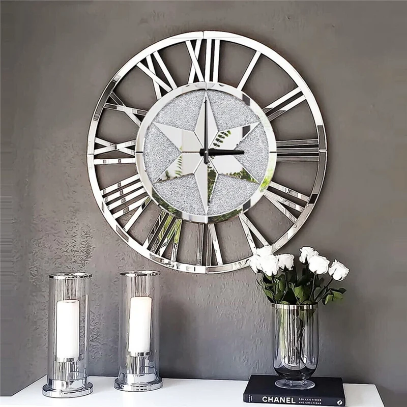 Wanduhr Spiegel Uhr Wohnzimmer Möbel Wandspiegel