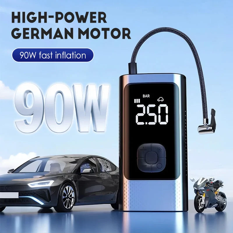 Kabellose, tragbare Autoluftpumpe mit LED-Licht