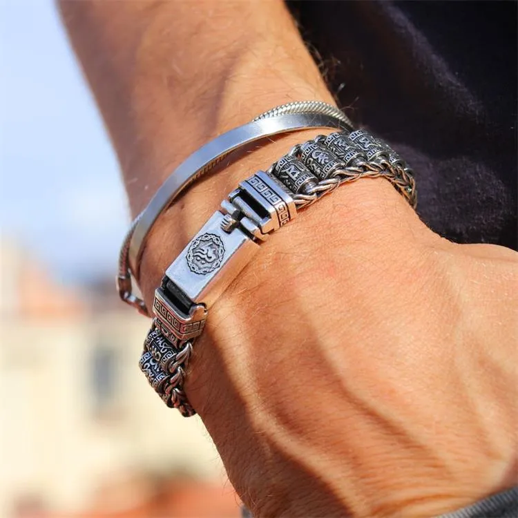 📢📢50 % Rabatt!! ⏰ Tibetisches Gebetsmühlen-Armband – 925er Sterlingsilber, Glücksbringer & Valentinstagsgeschenk