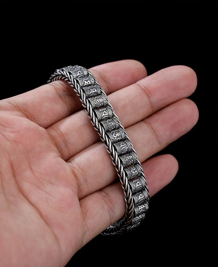 📢📢50 % Rabatt!! ⏰ Tibetisches Gebetsmühlen-Armband – 925er Sterlingsilber, Glücksbringer & Valentinstagsgeschenk