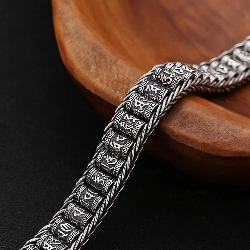 📢📢50 % Rabatt!! ⏰ Tibetisches Gebetsmühlen-Armband – 925er Sterlingsilber, Glücksbringer & Valentinstagsgeschenk