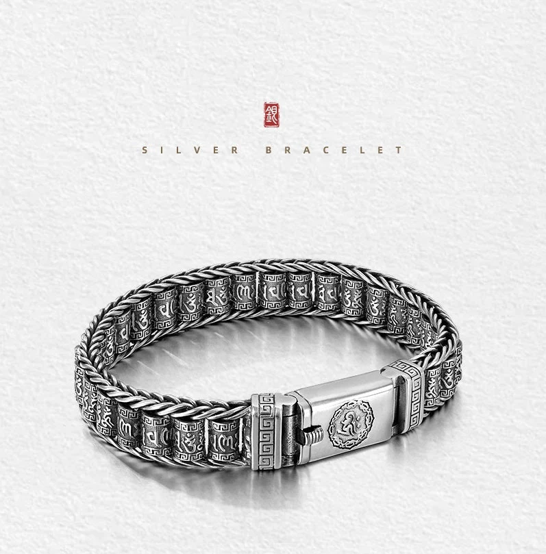 📢📢50 % Rabatt!! ⏰ Tibetisches Gebetsmühlen-Armband – 925er Sterlingsilber, Glücksbringer & Valentinstagsgeschenk