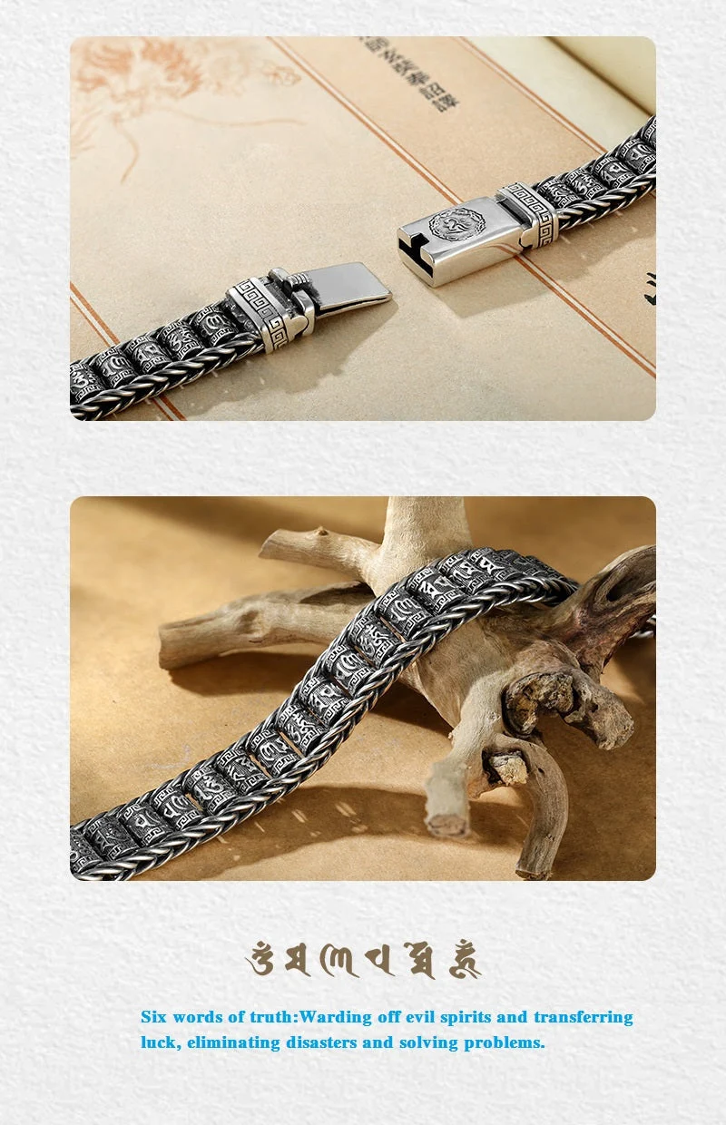 📢📢50 % Rabatt!! ⏰ Tibetisches Gebetsmühlen-Armband – 925er Sterlingsilber, Glücksbringer & Valentinstagsgeschenk