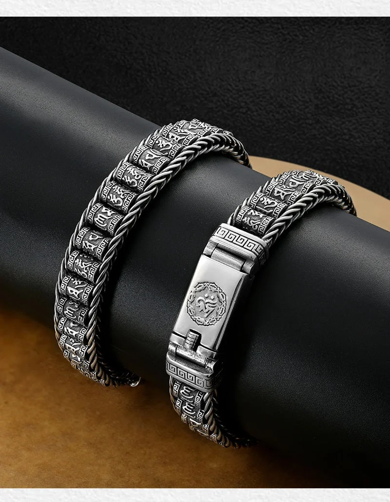 📢📢50 % Rabatt!! ⏰ Tibetisches Gebetsmühlen-Armband – 925er Sterlingsilber, Glücksbringer & Valentinstagsgeschenk