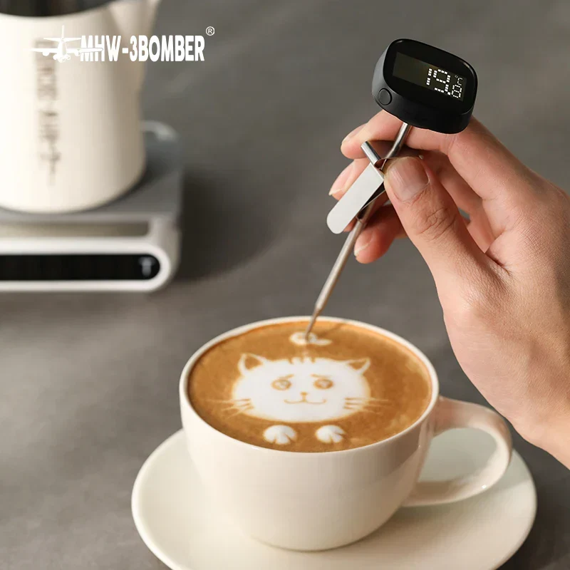 Skanto | MHW-3BOMBER Digitales, sofort ablesbares Kaffee-Thermometer für Latte Art Pen, Milchaufschäumkännchen, stilvolles Barista-Küchenzubehör für Zuhause