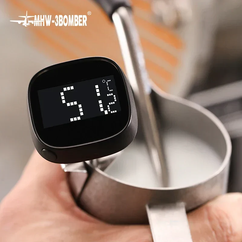 Skanto | MHW-3BOMBER Digitales, sofort ablesbares Kaffee-Thermometer für Latte Art Pen, Milchaufschäumkännchen, stilvolles Barista-Küchenzubehör für Zuhause