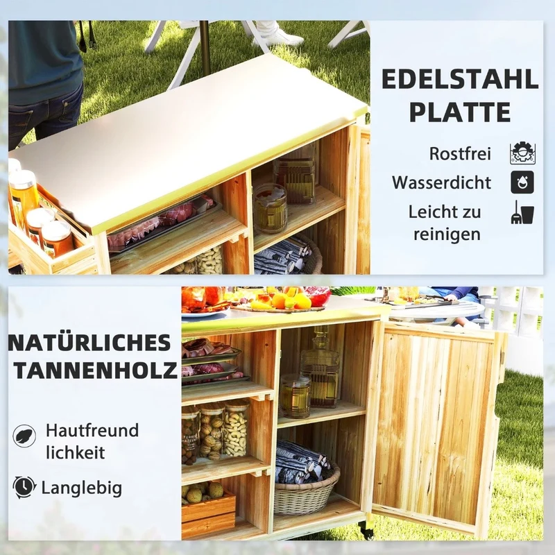Grillwagen Servierwagen BBQ Grilltisch Gartengrill