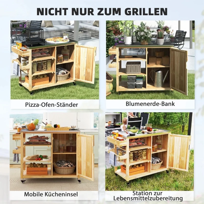 Grillwagen Servierwagen BBQ Grilltisch Gartengrill