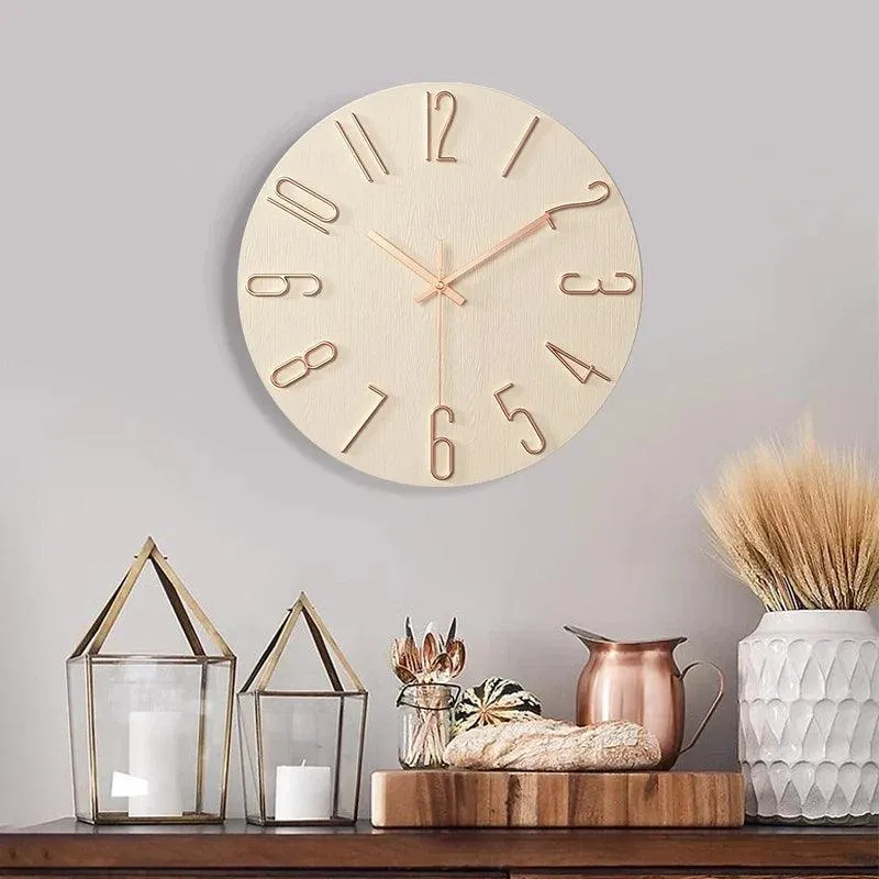 Skanto | Rahmenlose Wanduhr aus Holz – Nordische minimalistische geräuschlose Uhr für modernes Wohndekor