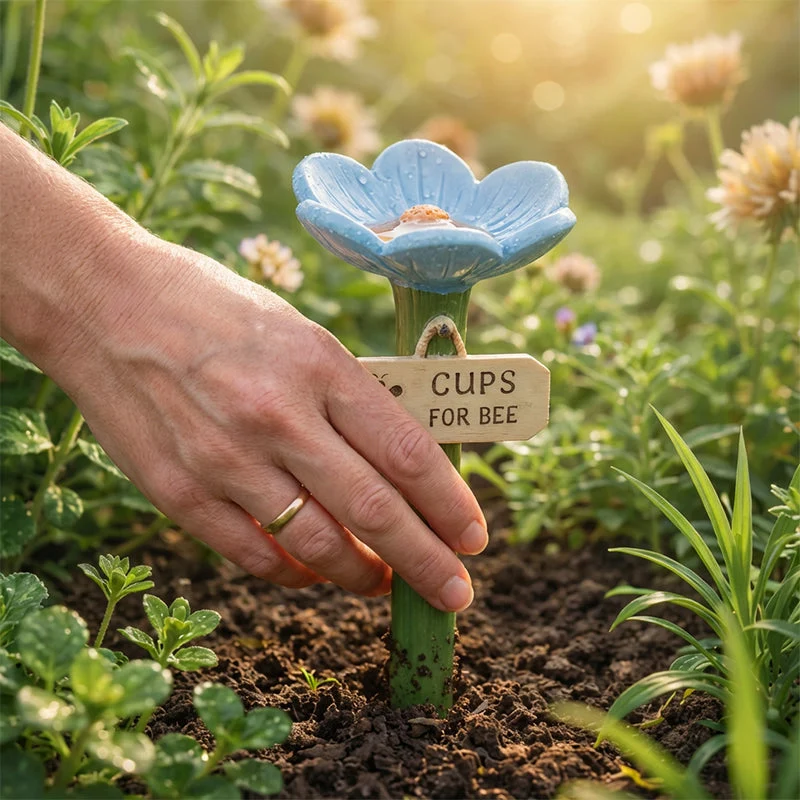 🌿🌸 Keramische Bienentränke in Blütenform💦🐝Praktischer Wasserspender für Bienen, wetterfest & nachhaltig – schonend für Insekten!